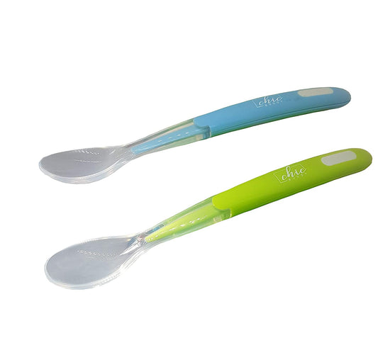 Silicone Baby Spoons First Stage Baby Feeding Spoons Stage 1 and Stage  2-4pcs (Green & Blue)